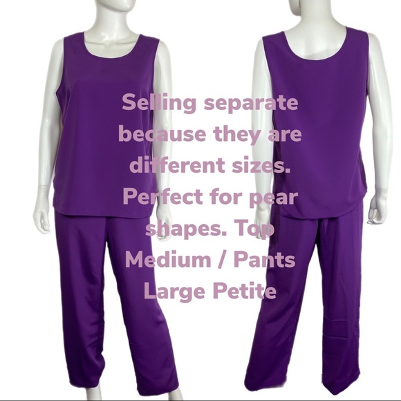 Draper’s & Damon’s Purple Matte Satiny Textured Pull On Pants - Picture 8 of 8